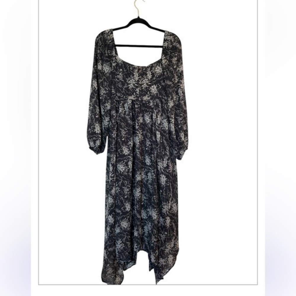 Promesa High Spirits Floral Chiffon Cottagecore Handkerchief Maxi Dress S